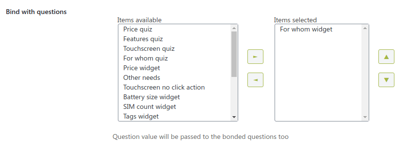 Question binding setting