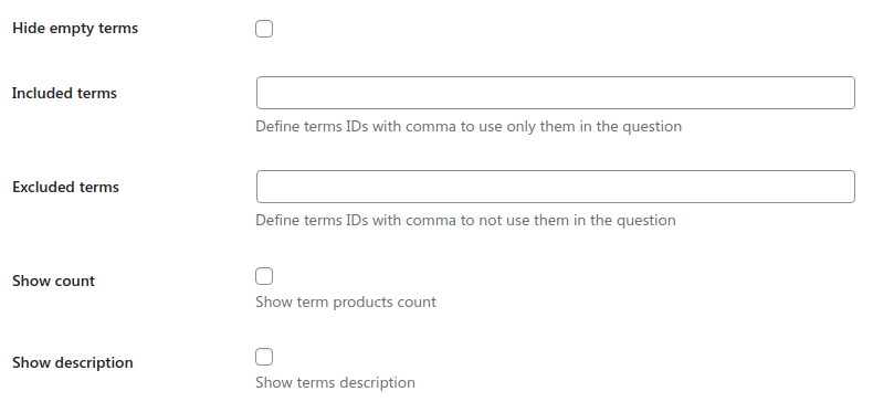 Question terms setting